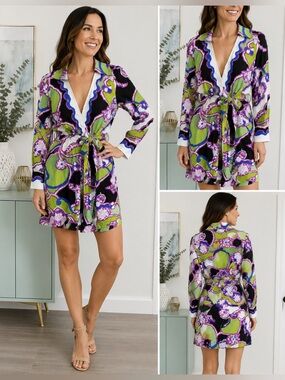 Suncoo Paris Caliste Printed Wrap Dress | French Designer | Size T1